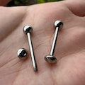 14g Solid Titanium Flat Bottom Tongue Barbell Externally Threaded Tongue Ring 5mm ball