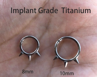 14 g, 16 g, 8 mm, 10 mm, titane de qualité implantaire, triple pointes de menace, segment articulé, piercing au septum, Daith Helix, or, noir, or rose