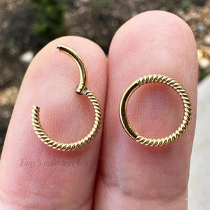 Rose Gold Plated Surgical Steel Multi Use Braided Twisted Hinged Hoop Ring Clicker Rose Gold Plated Surgical Steel Multi Use Braided Twisted Hinged Hoop Ring Clicker