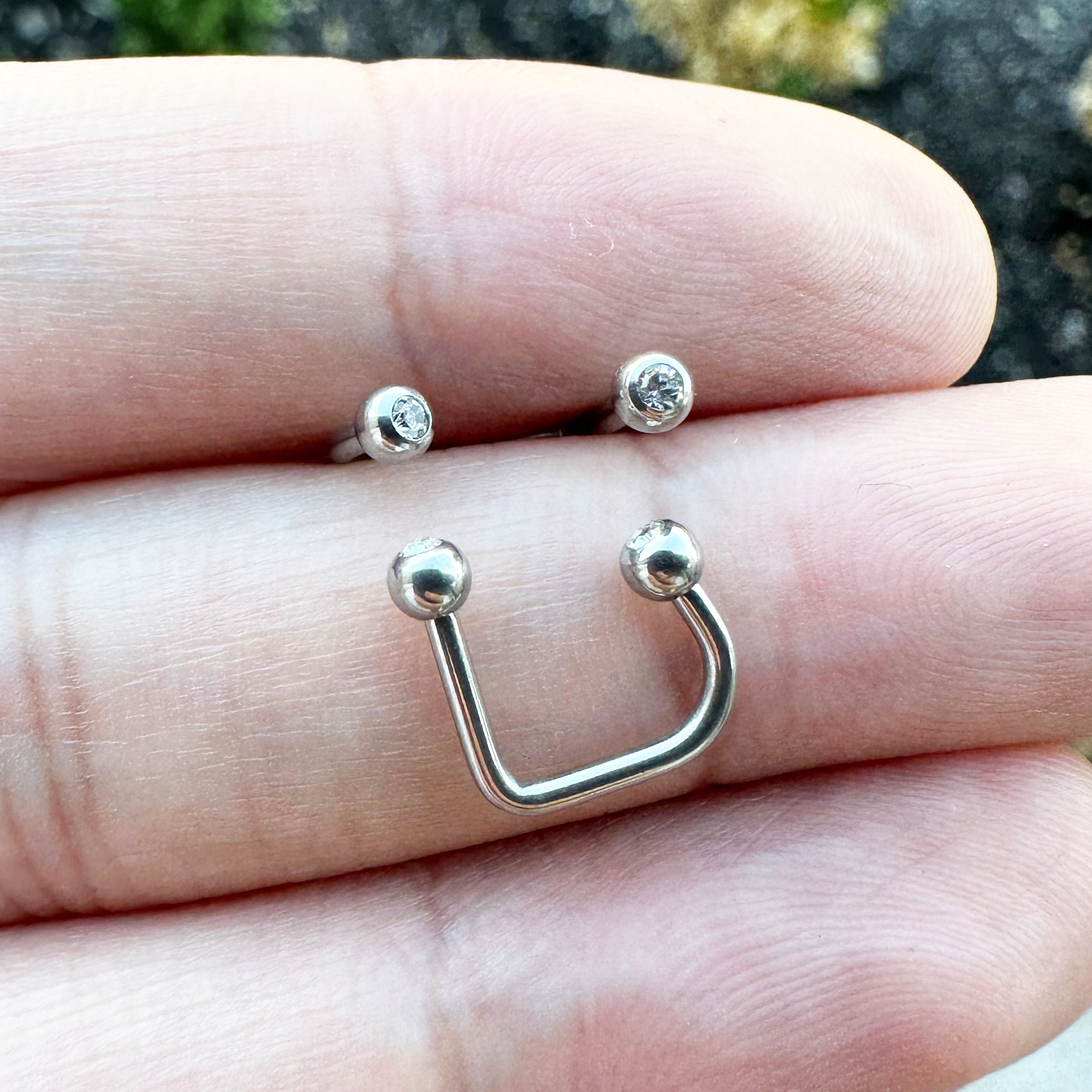 2PCS Surgical Steel 14G Flat Back Ball Top 10mm Labret Monroe Lip Stud Ring Tragus Helix Cartilage Earring Piercing Jewelry 3/8