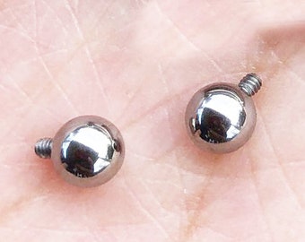 3 mm, 4 mm, 16 g 14 g Boules de rechange en titane et argent pour implants filetés à l'intérieur