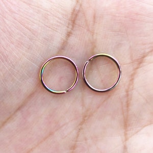 22G 20G 18G Rainbow Color Plated on Surgical Steel Twist open seamless Segment Nose Ring Septum Ring Daith Hoop 6mm 8mm 10mm 2 pieces