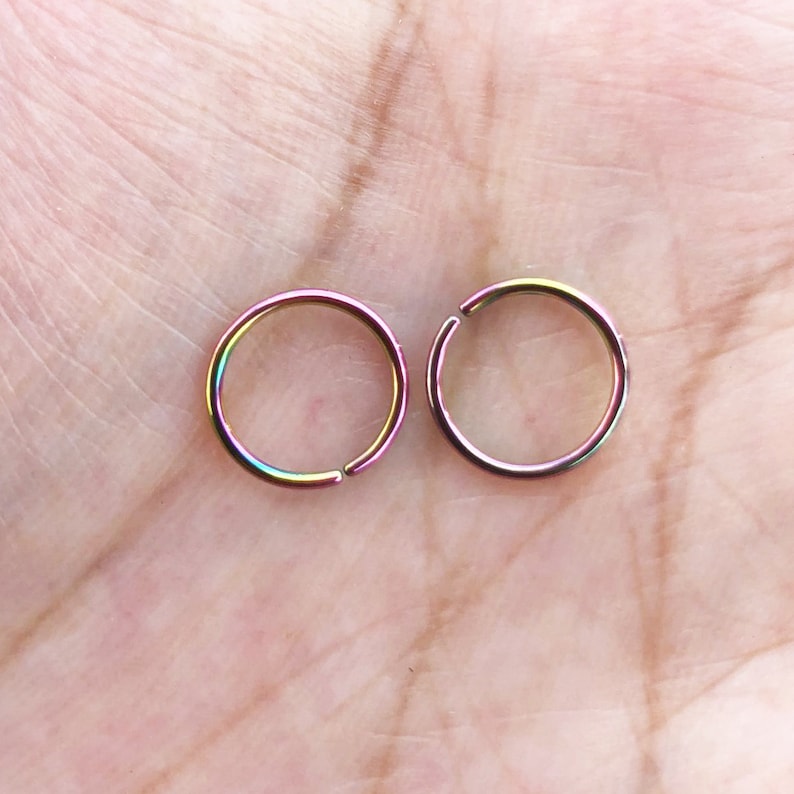 22G 20G 18G Rainbow Color Plated on Surgical Steel Twist open seamless Segment Nose Ring Septum Ring Daith Hoop 6mm 8mm 10mm 2 pieces