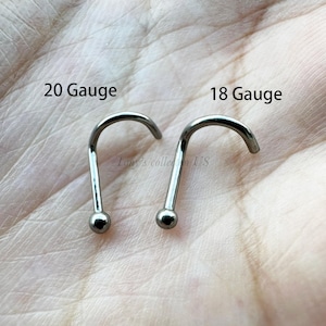 20g 18g Plain Ball Solid G23 Titanium Screws Nose Ring Twist Nostril Stud