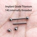 14g ASTM F136 Implant Titanium Internally Threaded tongue barbell 4mm 5mm balls nipple ring 