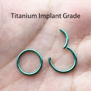 20G 18G 16G 14G Cor verde banhado em titânio grau de implante ARTICULADO Segmento Anel de nariz Septo Clicker Anel Daith Hoop