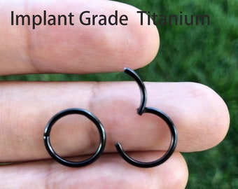 Titan HINGED Segment Nasenring Septum Clicker Ring Daith Hoop 20G 18G 16G 14G Schwarz