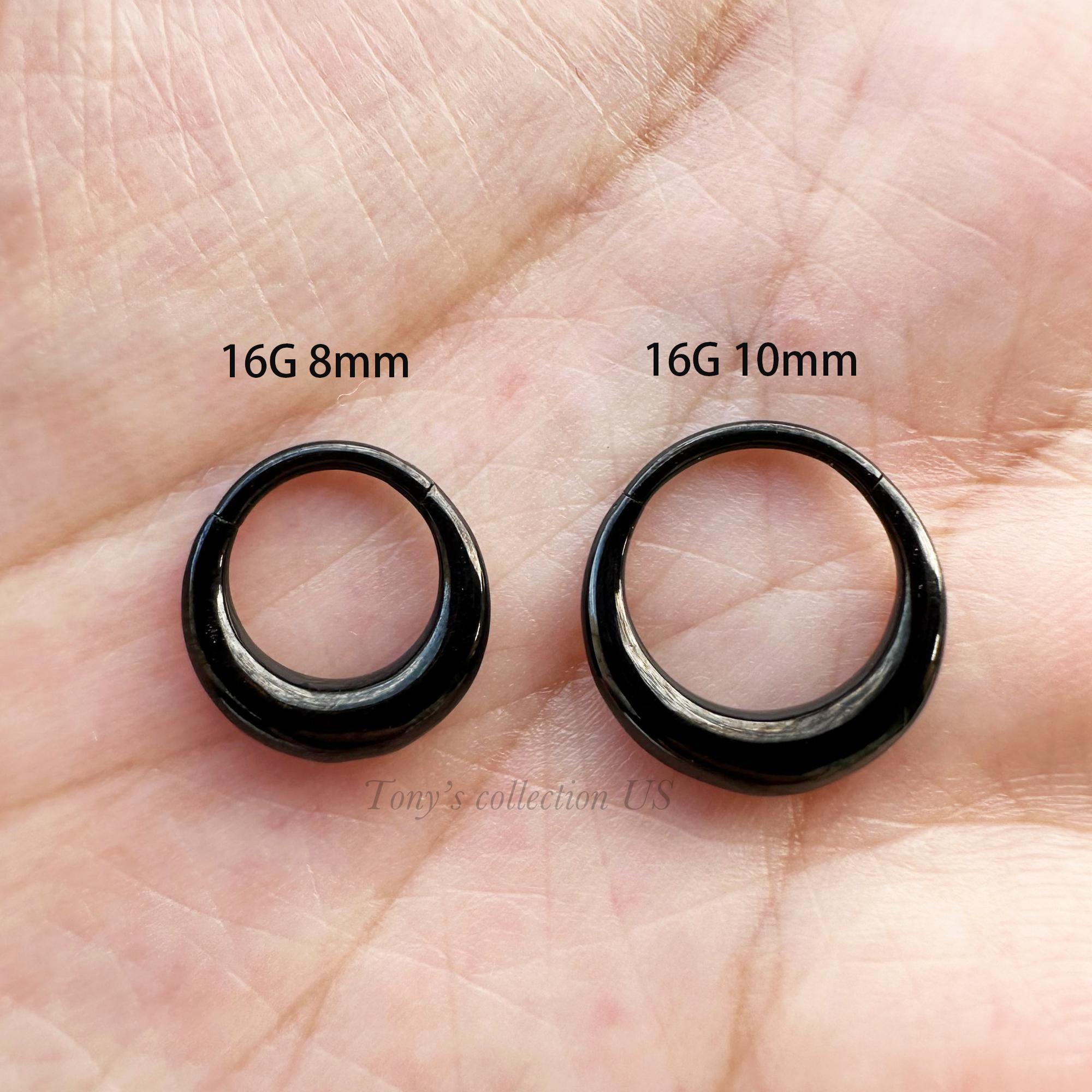 10 Anelli Da Naso In Acciaio Chirurgico 16G - 8mm E 10mm, Nero/argento/oro - Per Septum, Narice, Daith