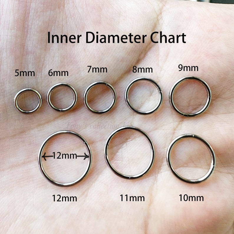 20G 18G 16G 14G Silver Color Surgical Steel HINGED Segment Nose Ring Septum Clicker Ring Daith Hoop image 4
