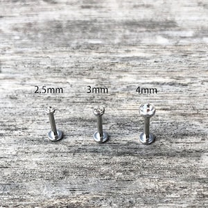 16g 6mm 8mm 10mm Internally Threaded 2.5mm, 3mm, 4mm Clear Tragus Triple Forward Helix 316L surgical steel ear studs Silver color Lip ring