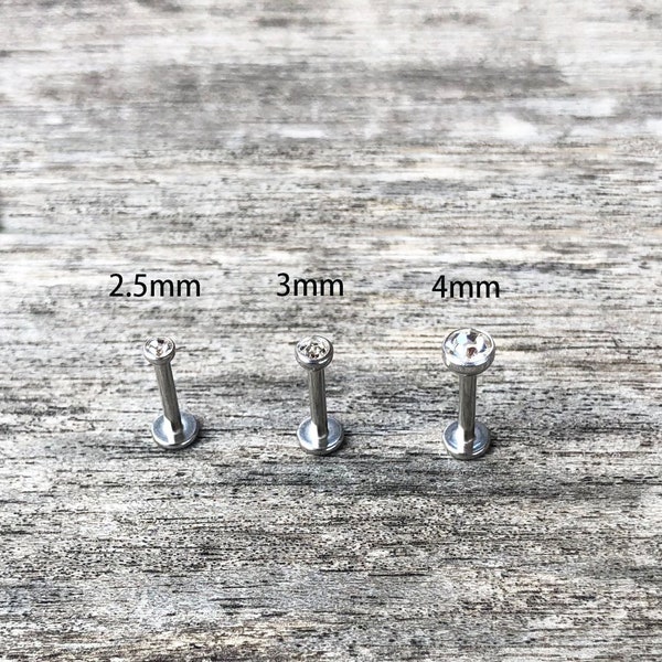 16g 6mm 8mm 10mm Internally Threaded 2.5mm, 3mm, 4mm Clear Tragus Triple Forward Helix 316L surgical steel ear studs Silver color Lip ring