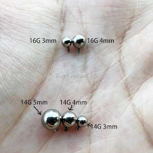 3mm, 4mm, 16g 14g Internally Threaded Implant Grade Titanium Silver replacement balls