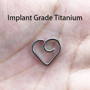 TITANIUM 16G Heart Seamless Ring Cartilage Daith Tragus piercing jewelry 12mm diameter