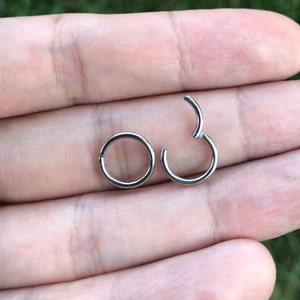 20G 18G 16G 14G Silver Color Surgical Steel HINGED Segment Nose Ring Septum Clicker Ring Daith Hoop