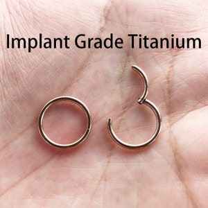Rose Gold Titan HINGED Segment Nasenring Septum Clicker Ring Daith Hoop 20G 18G 16G 14G