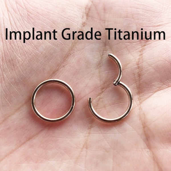 Rose Gold Titanium Implant Grade HINGED Segment Nose Ring Septum Clicker Ring Daith Hoop 20G 18G 16G 14G