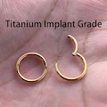 Gold Color Titanium Implant Grade HINGED Segment Nose Ring Septum Clicker Ring Daith Hoop 20G 18G 16G 14G