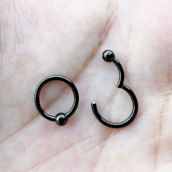 Anneaux De Nez Septum Noirs 8/10/12/14 Mm - 8 Pièces En Acier Chirurgical, Idée Cadeau - 8