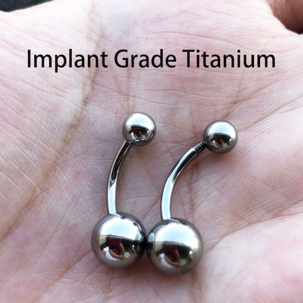 14G Belly Button Ring Implant Grade Solid Titanium Banana Navel Ring Externally Threaded Classic Belly Ring, Belly Barbell Navel Ring
