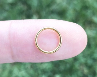22G 20G 18G Gold Color Plated on Surgical Steel Twist open seamless Segment Nose Ring Septum Ring Daith Hoop 6mm 8mm 10mm 11mm