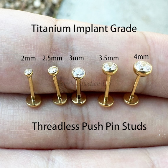 Implant Grade Titanium Internally Threaded 3 Gem Small to Big Labret Implant Grade Titanium Internally Threaded 3 Gem Small to Big Labret