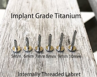 0.9mm Internally Threaded Labret 16G Replacement Part G23 Implant Grade Solid Titanium 5mm/6mm/7mm/8mm/9mm/10mm