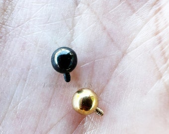 3 mm, 4 mm, 16 g 14 g goldschwarze Ersatzkugeln aus Titan in Implantatqualität mit Innengewinde