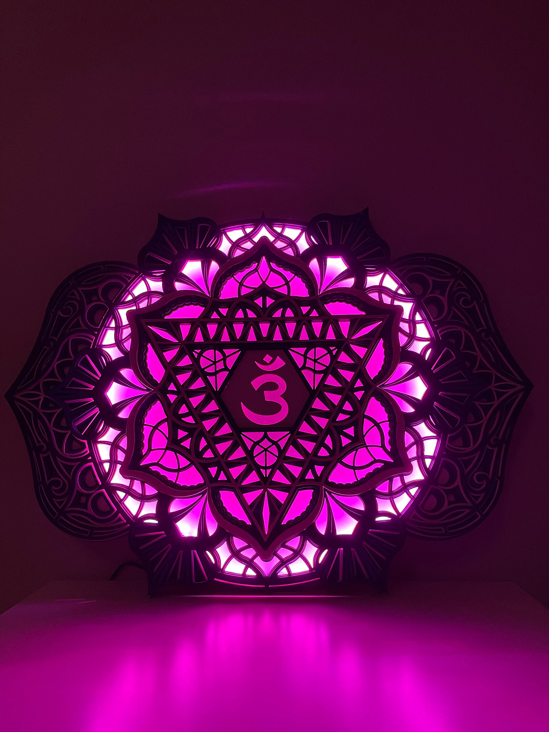 Chakra Lighting Wall Lamp Wood Mandala Night Lamp Etsy