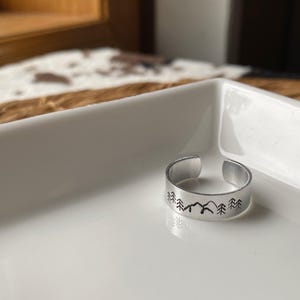 Mountain Stamped Ring, Nature Ring, Stamped Ring, Hikers, Mountains, Stamped Jewelry, Gifts