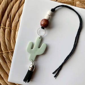 Cactus Car Charm, Western Car Accessories, Chic Car Charm, Rearview Mirror Hanger, Essential Oil Diffuser, Freshie Car Charm, Western Decor
