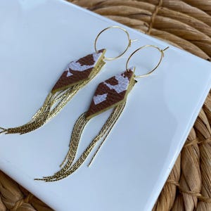 Boho Western Tassel Earrings, Boho Western Earrings, Western Earrings, Polymer Clay Dangle Earrings, Leather Jewelry, Western Print Jewelry