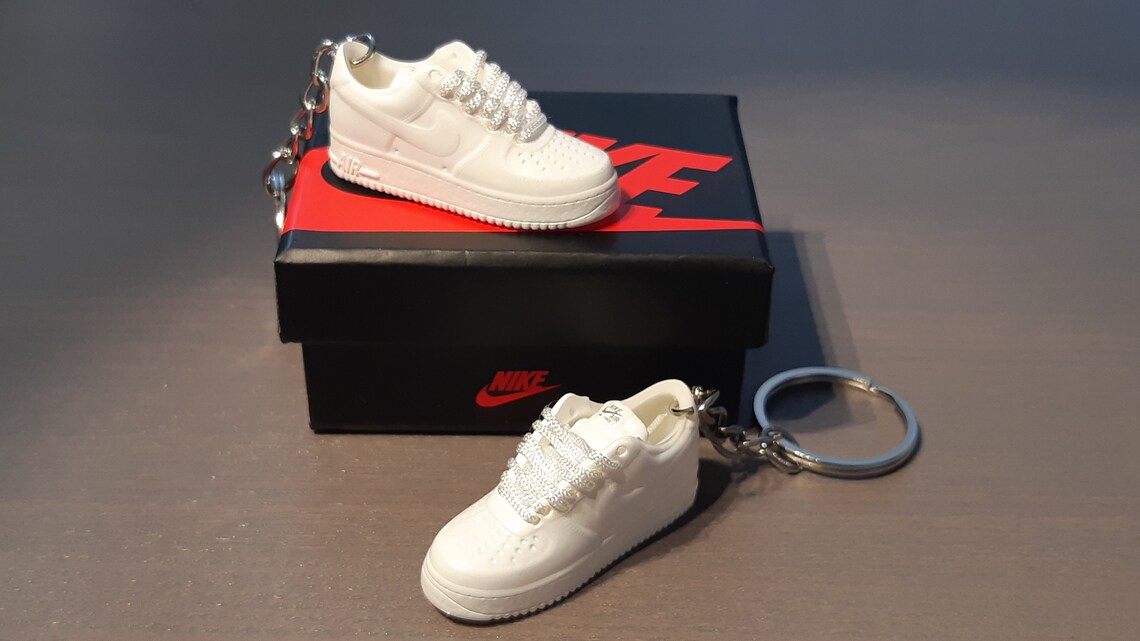 Mini Sneaker 3D Nike Air Force 1 white Costumized Keychain Etsy