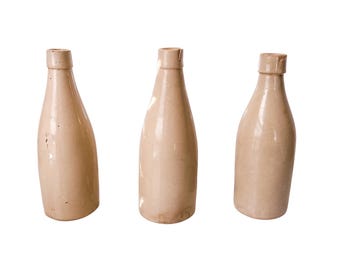 Vintage Cream Stoneware Bottle Set of 3