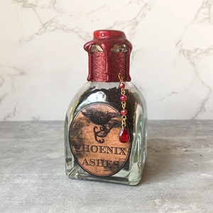 Phoenix Ashes | Decorative Potion Bottle | Wizard Prop | Fantasy Bookshelf Decor