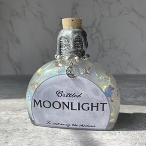 Bottled Moonlight | Magical Apothecary Potion Bottle | Witch and Wizard Potion | Iridescent Color Changing Potion