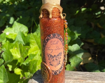 Fall Fairy Dust | Decorative Potion Bottle | Autumn Fall Decorations | Fantasy Halloween Bookshelf Decor