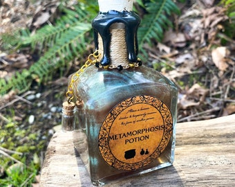 Metamorphosis Transformation Potion | Decorative Color Changing Bottle | Wizard Prop | Bookshelf Decor