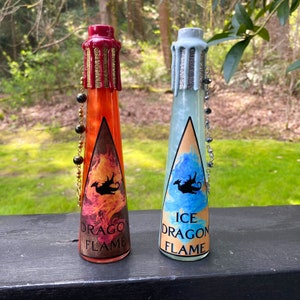 Dragon Flame Potions | Color Changing Decorative Potion Bottle | Fantasy Prop | Bookshelf Decor