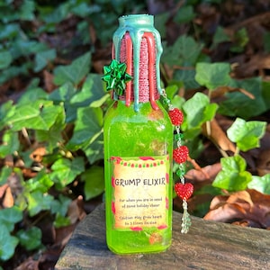 Grump Elixir | Color Changing Decorative Potion Bottle | Christmas Holiday Decor