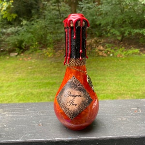 Dragon Fire | Color Changing Decorative Potion Bottle | Fantasy Prop | Bookshelf Decor