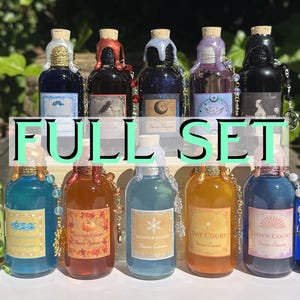 FULL SET MINI Faerie Courts | Decorative Potion Bottles | Color Changing Potions | Bookshelf Decor | Fantasy Art | Book Decor | Apothecary