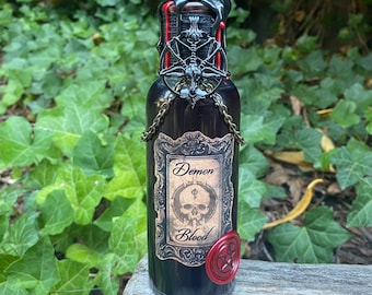 Demon Blood | Magical Apothecary Potion Bottle | Witch and Wizard Potion | Halloween Potion Decor | Halloween Decoration | October Decor