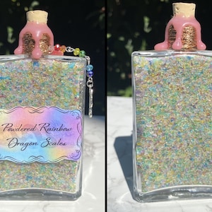 Rainbow Dragon Scales | Decorative Potion Bottle | Fantasy Bookshelf Decor