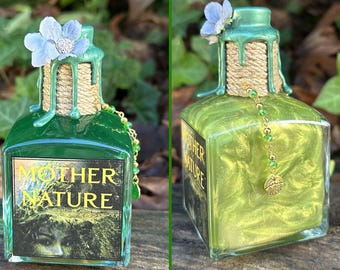 Mother Nature | Decorative Color Changing Potion Bottle | Magical Apothecary Jar | Bookshelf Decor