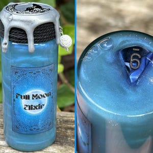 Full Moon Elixir DICE Potion | Color Changing Potion Bottle | TTRPG potion bottle | Fantasy potion decor | Dice Potion | Role Playing Game