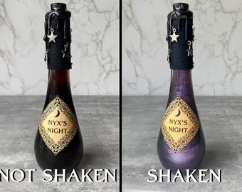 Goddess of Night | Decor Potion Bottle | Color Changing Potion Bottle | Greek Mythology Potion | Altar Decor | Bookshelf Decor
