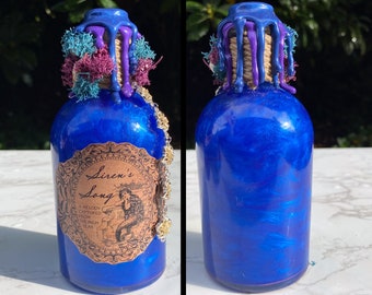 Siren Song | Decorative Color Changing Potion Bottle | Fantasy Mermaid Bookshelf Decor
