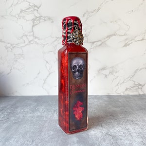 Demon Essence | Magical Apothecary Potion Bottle | Witch and Wizard Potion | Color Changing Potion | Halloween Potion Decor