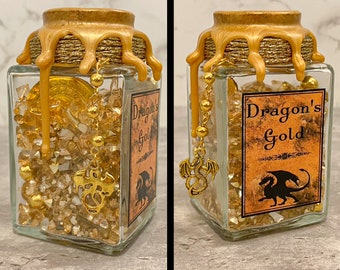 Dragon's Gold | Decorative Potion Bottle | Fantasy Prop | Medieval Renaissance Festival | Bookshelf Decor