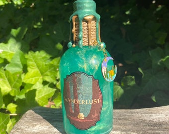 Elixir de pasión por los viajes / Botella decorativa de poción que cambia de color / Decoración natural de estantería de verano
